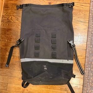 Black Roll-Top Chrome Industries XL Backpack with Reflective Stripe